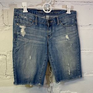 Ambercrombie & Fitch Denim Straight Leg Long Jean Shorts